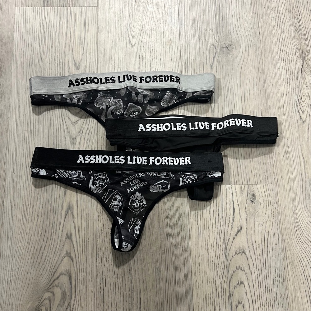 Set of 3 A**holes Live Forever Thongs
